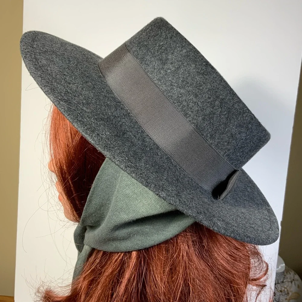 SOLD Vintage Street Smart Betmar Gray Wool Cowgirl Fedora Boater Bolero #B3 - Picture 4 of 9